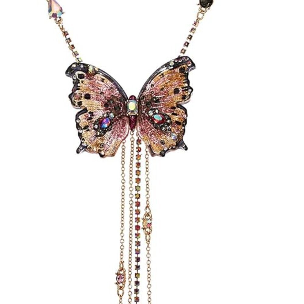 Gold Butterfly Y-Shaped Necklace